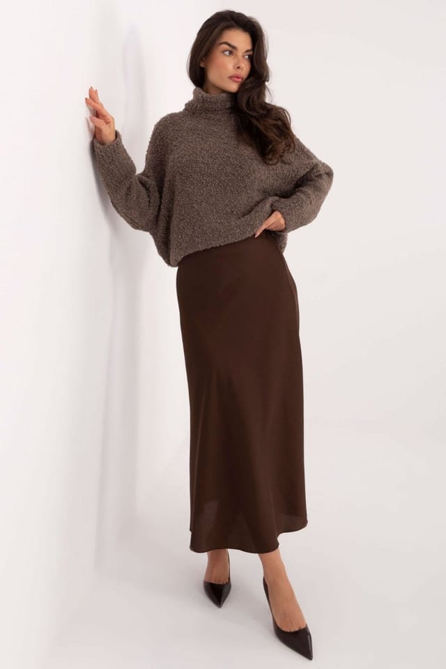 Love Lace Love Lace Women's Boucle Turtleneck Sweater Long Sleeve Style 223084 in Brown - 2