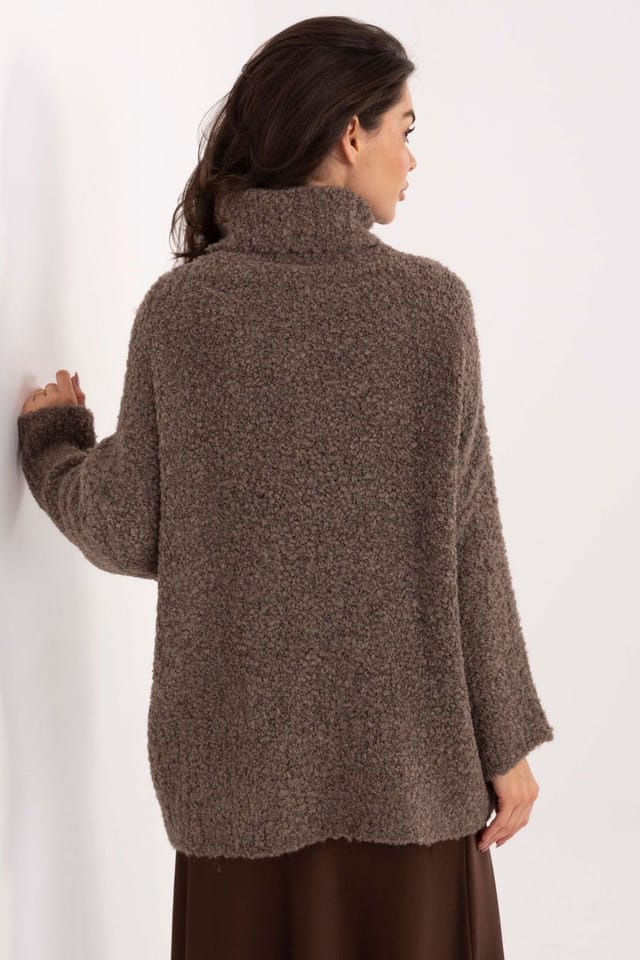 Love Lace Love Lace Women's Boucle Turtleneck Sweater Long Sleeve Style 223084 in Brown - 3