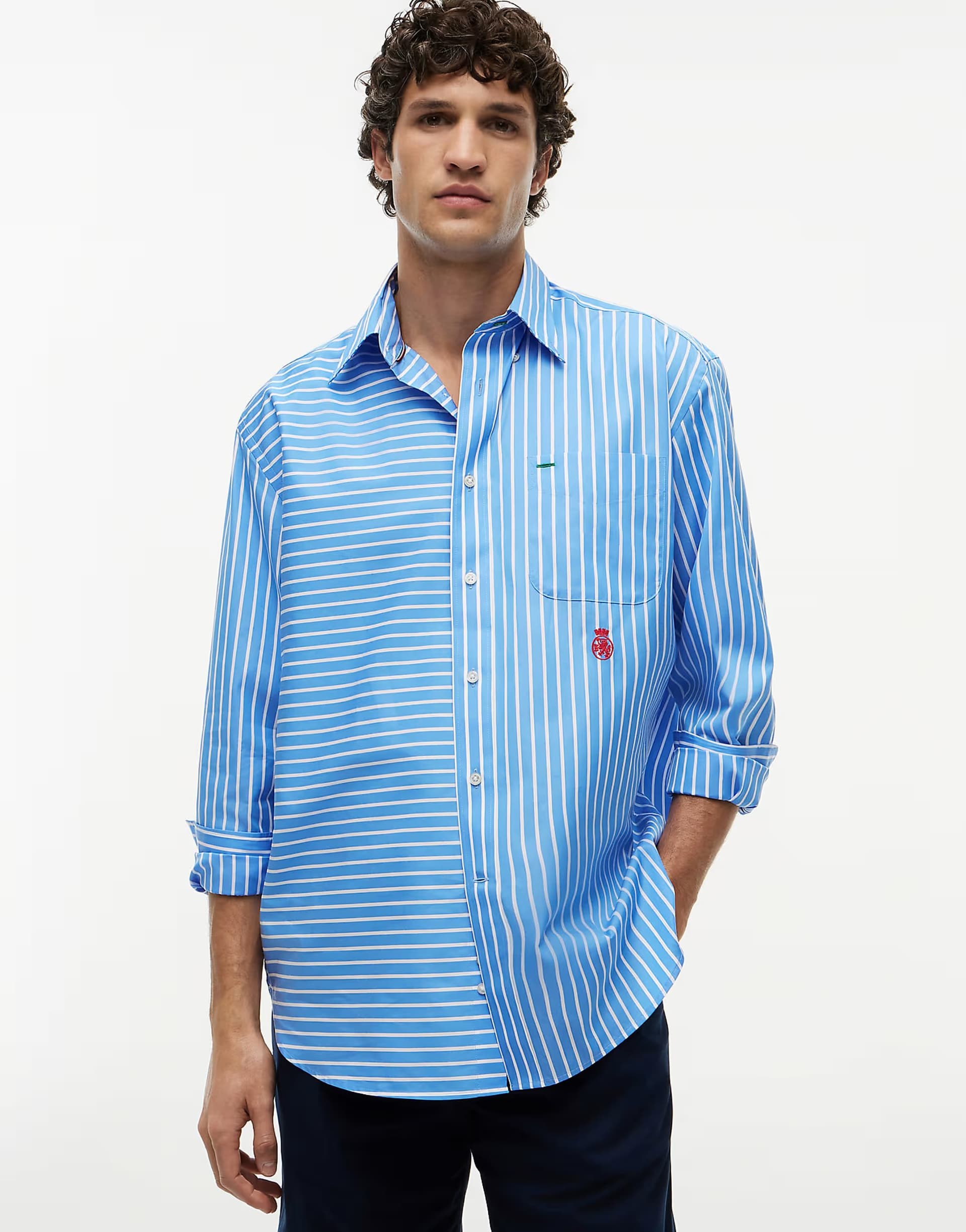 ASOS Tommy Hilfiger Oversized fit mixed stripe poplin shirt in light blue