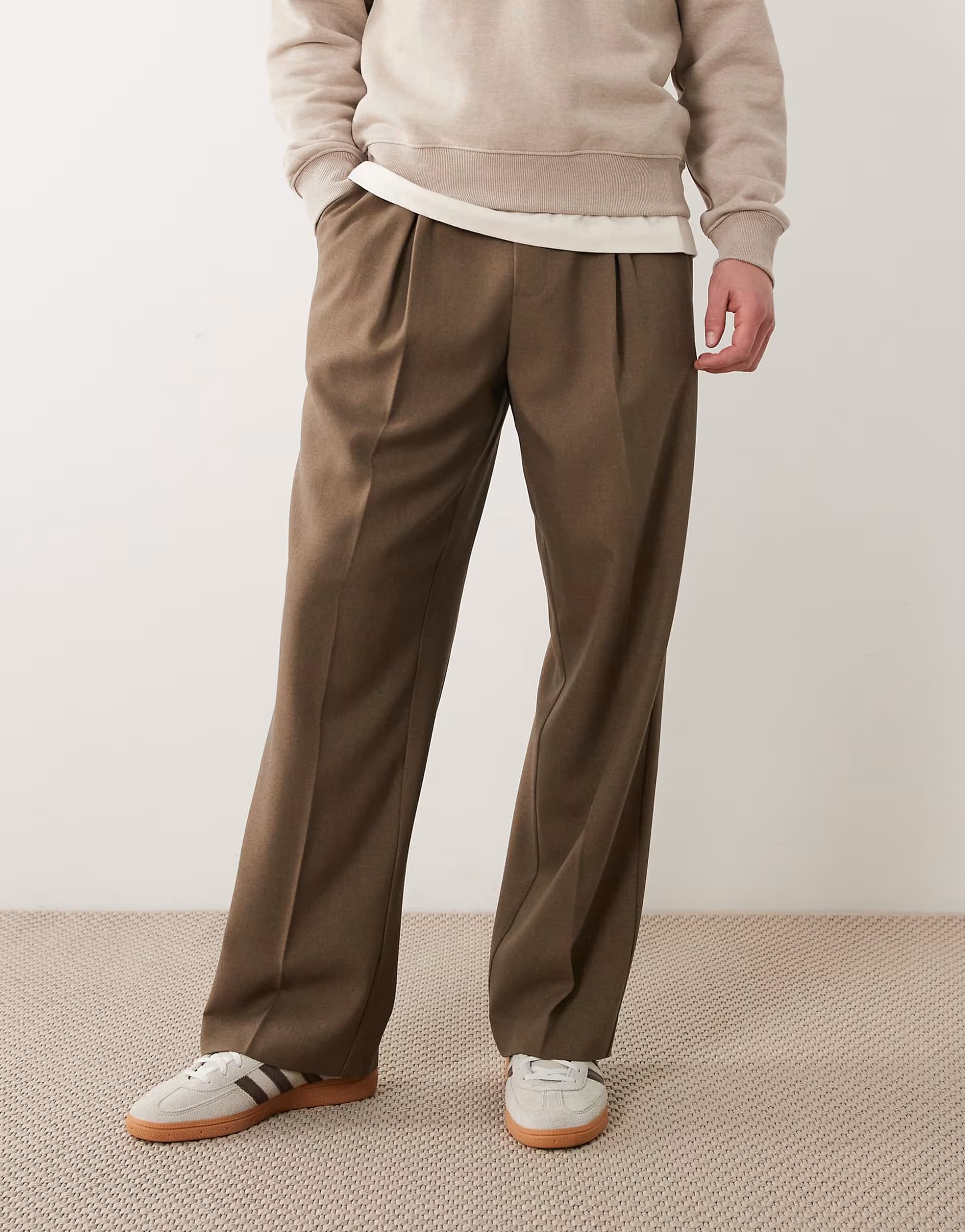 ASOS ASOS DESIGN smart pull on wide leg trousers in olive green