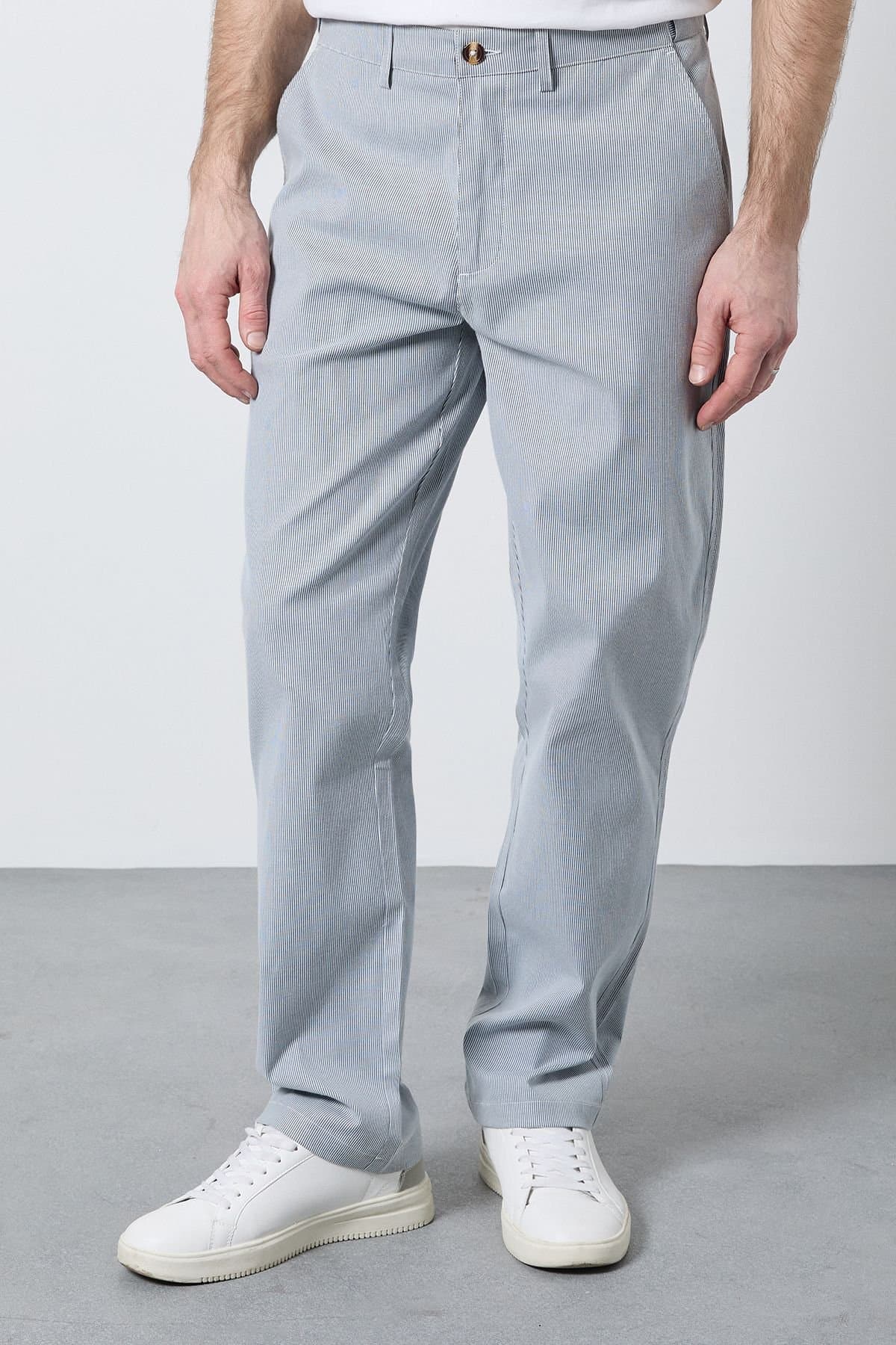 Maine Maine Men's Navy Stripe Premium Chino Trousers