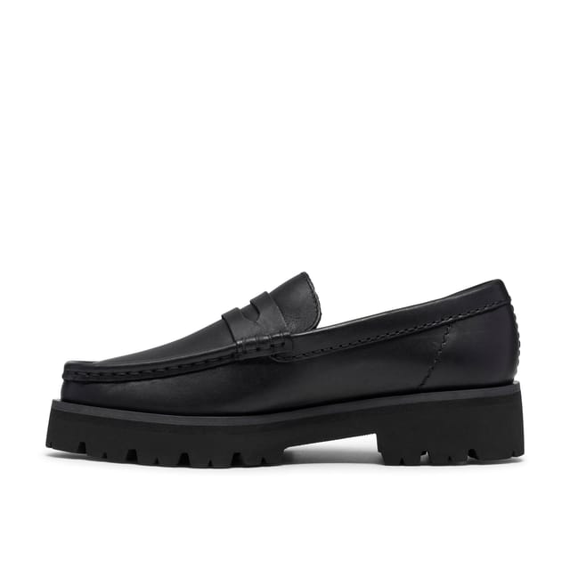Clarks Clarks Women's Yukoner Penny Black Leather Loafers, Slip Ons - 2