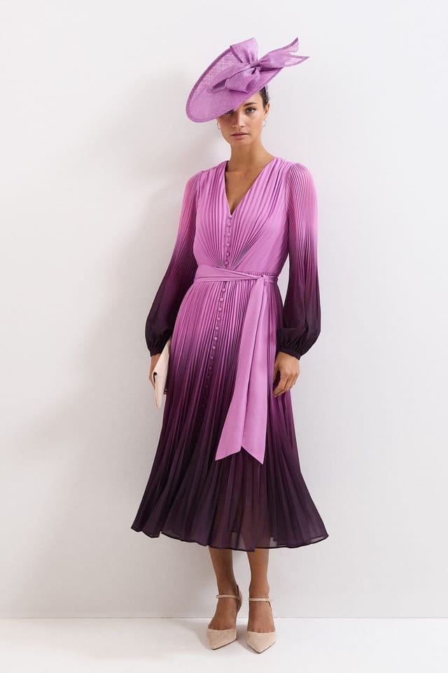 Phase Eight Phase Eight Women's Mira Ombre Tie Waist Midi Dress in Magenta - 3