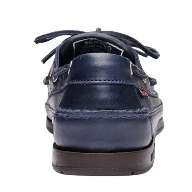 Sebago Sebago Men's Schooner Waxed Leather Boat Shoes in Navy - 2