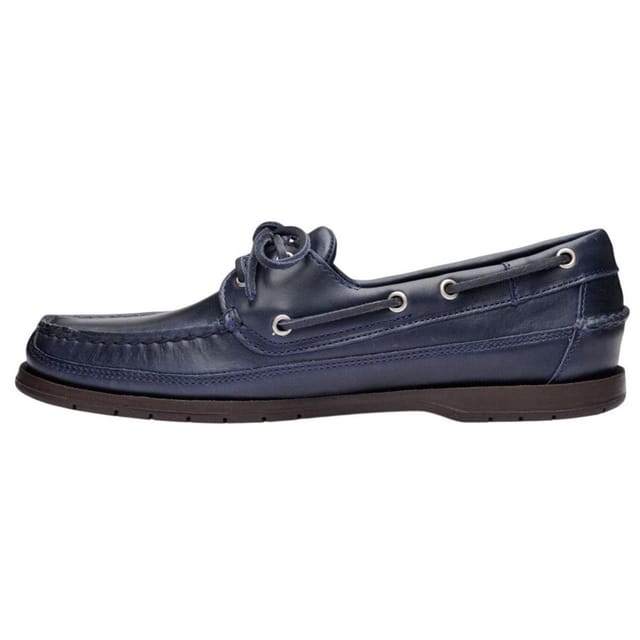 Sebago Sebago Men's Schooner Waxed Leather Boat Shoes in Navy - 3