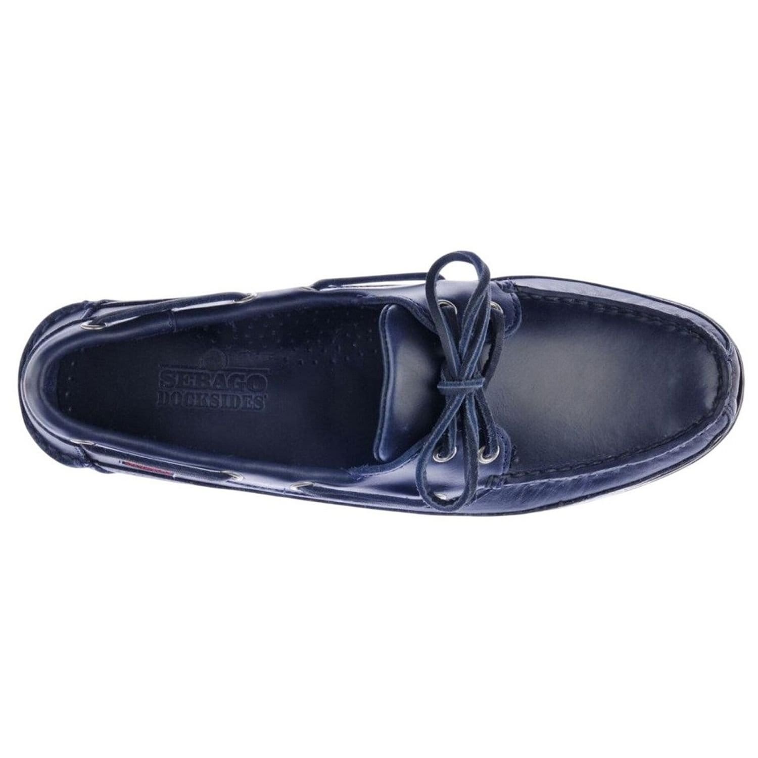 Sebago Sebago Men's Schooner Waxed Leather Boat Shoes in Navy - 4