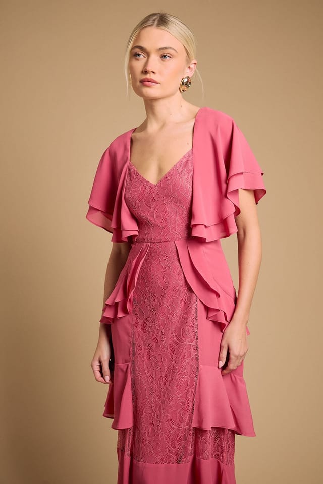 Oasis Oasis Women's Lace Panel Ruffle Maxi Dress in Desert Rose - 2