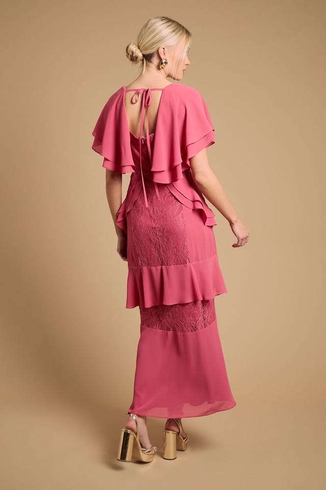 Oasis Oasis Women's Lace Panel Ruffle Maxi Dress in Desert Rose - 3