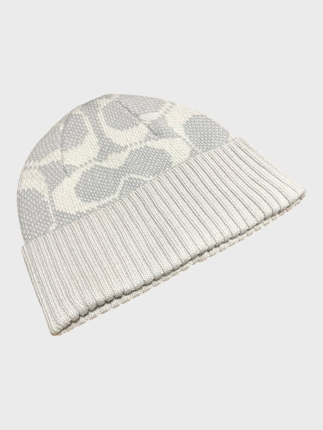 Coach Coach Women's Jumbo Signature Beanie Chalk Grey Oversized Knit - 3