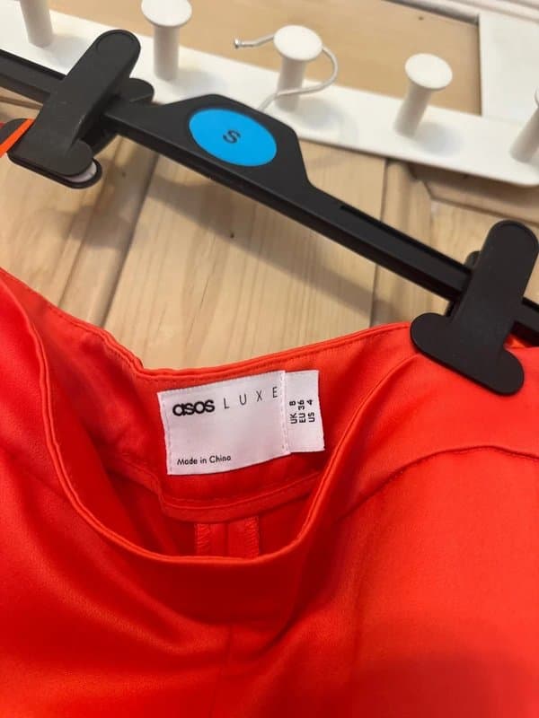 ASOS Asos luxe orange satin wide leg trouser uk 8
