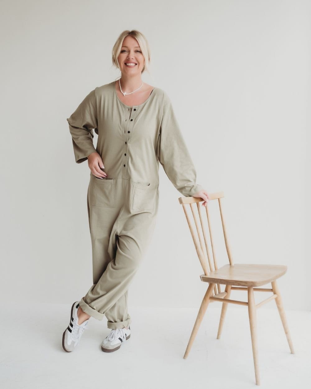 Turtledove London Stone Cotton Long Sleeve Jumpsuit