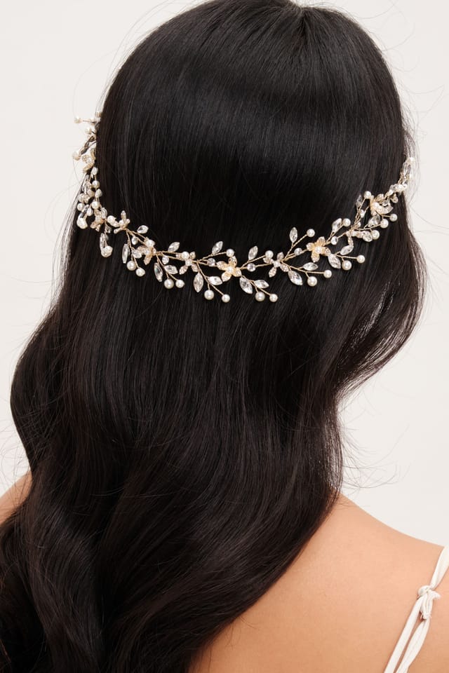 Jon Richard Jon Richard Women's Gold Plated Pearl & Crystal Floral Hair Vine - 2