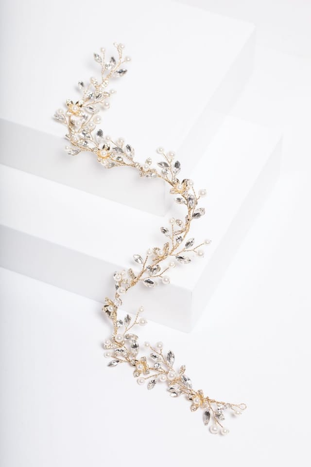 Jon Richard Jon Richard Women's Gold Plated Pearl & Crystal Floral Hair Vine - 3