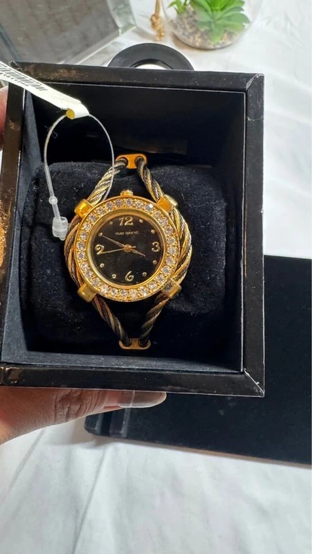 River Island River Island gold crystal bracelet watch BNWT boxed elegant ladies watch - 1
