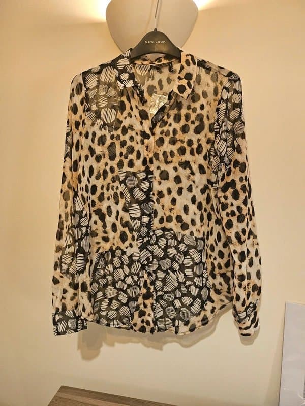 ASOS Design Leopard animal print sheer shirt