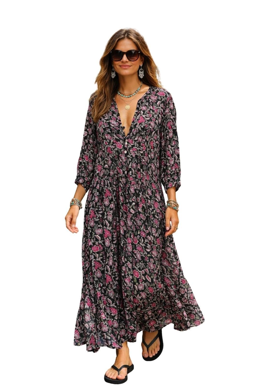 Soul of Sita Soul of Sita Women's Inky black Cotton / Silk maxi dress