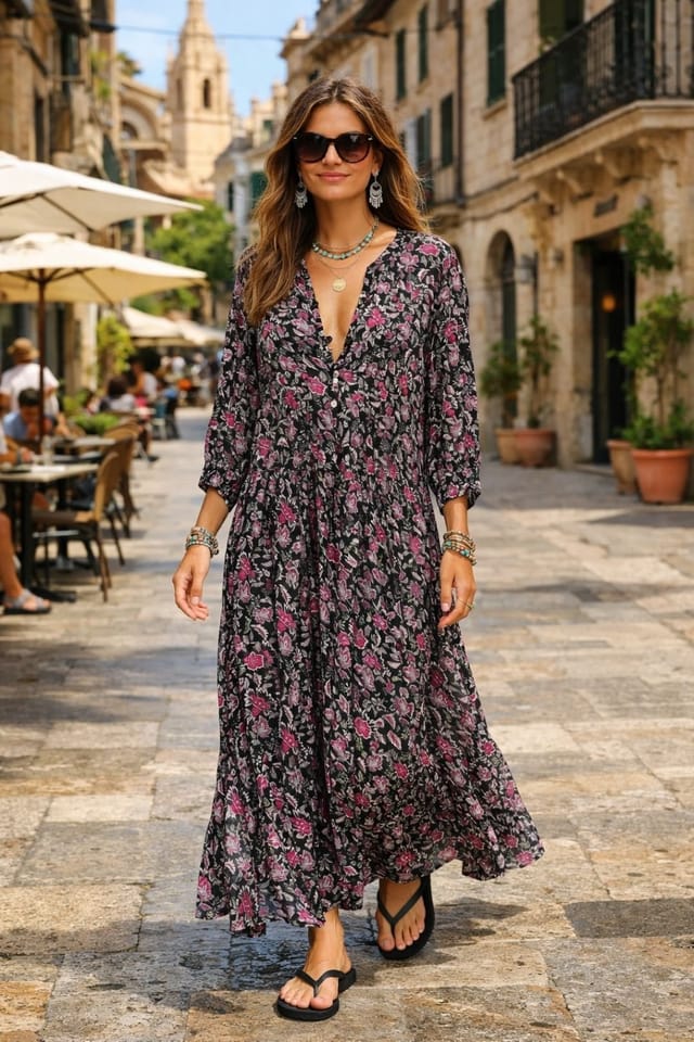 Soul of Sita Soul of Sita Women's Inky black Cotton / Silk maxi dress - 2