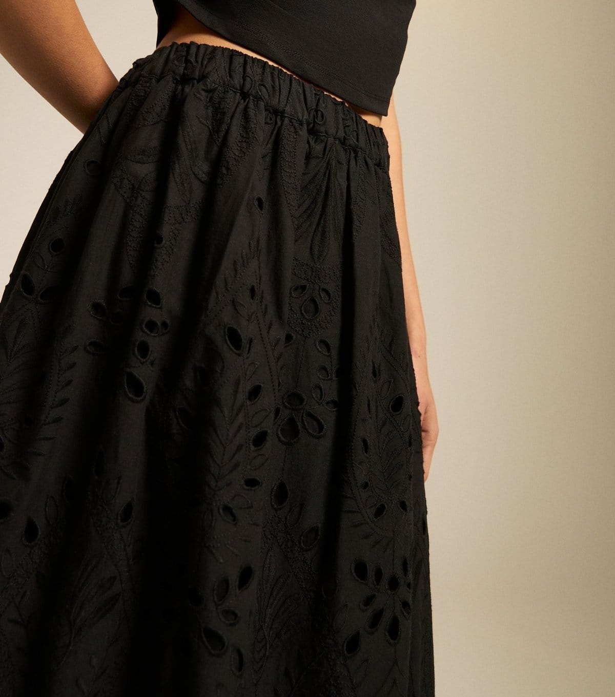 New Look Women's Black Embroidered Scalloped Hem Midi Skirt New Look - 4