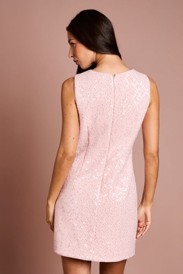 Coast Coast Women's Sequin Boucle Shift Dress With Bows in Blush - 3