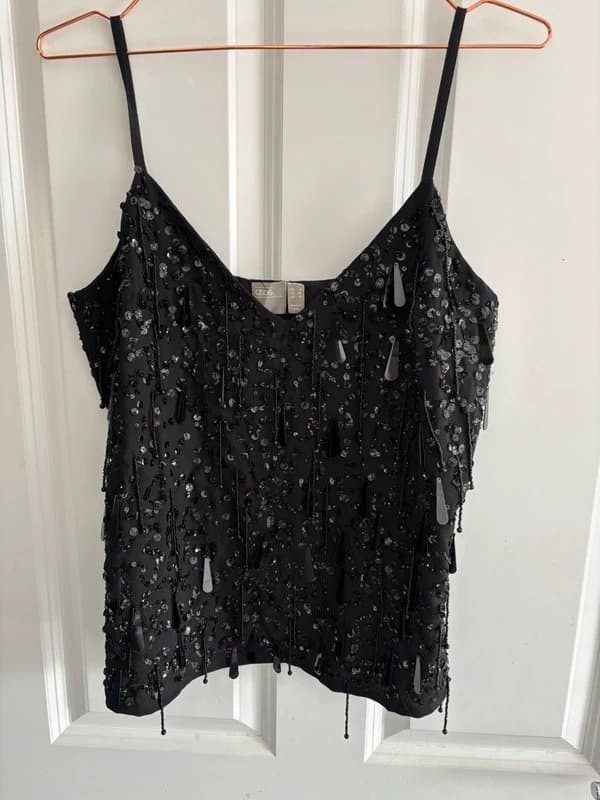 ASOS ASOS embellished heavily beaded black cami top size 8