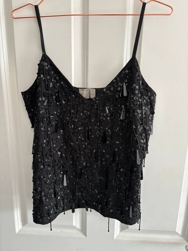ASOS Embellished Beaded Black Cami Top Size 8