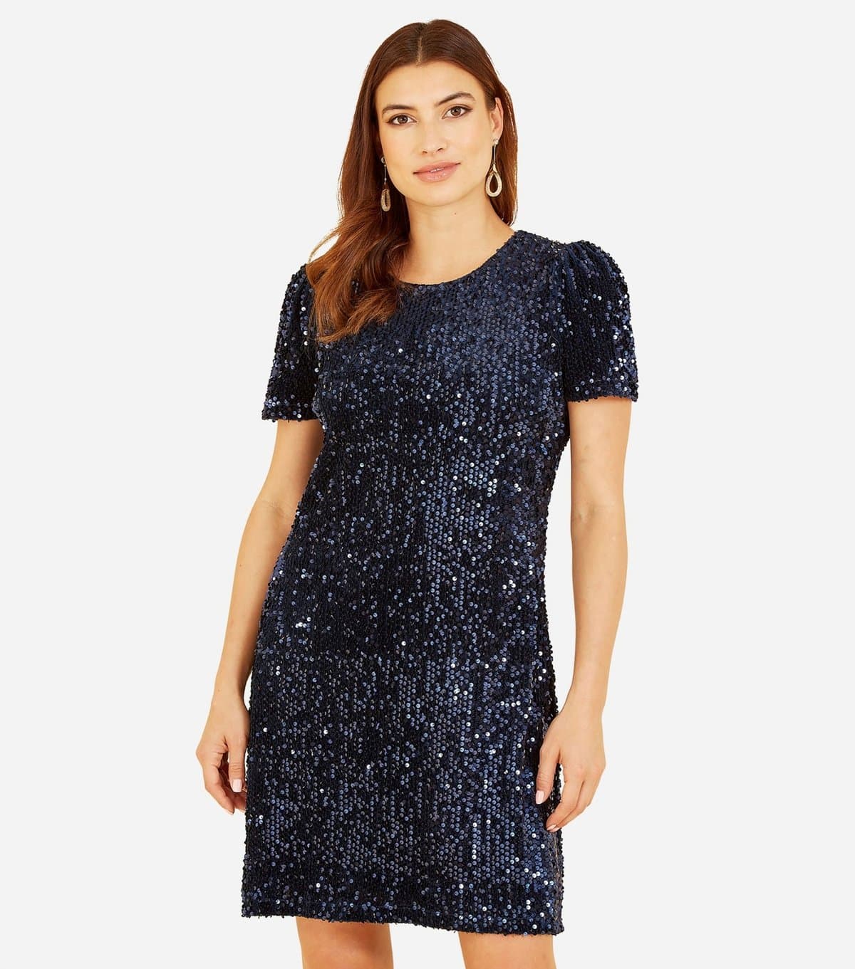 Yumi Women's Navy Sequin Shift Mini Dress Yumi New Look