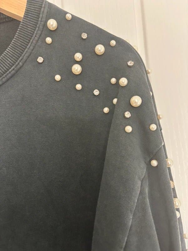 Bershka pearl-embellished sweatshirt dress