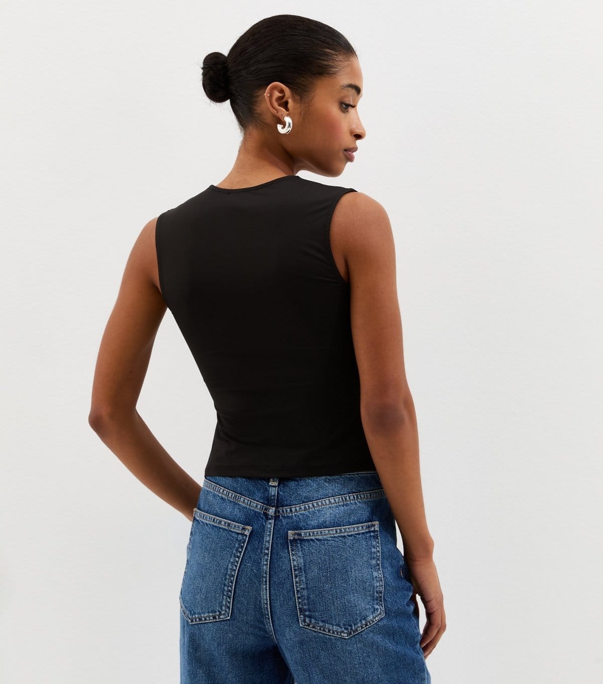New Look Women's Black Square Neck Slinky Vest Top New Look - 4