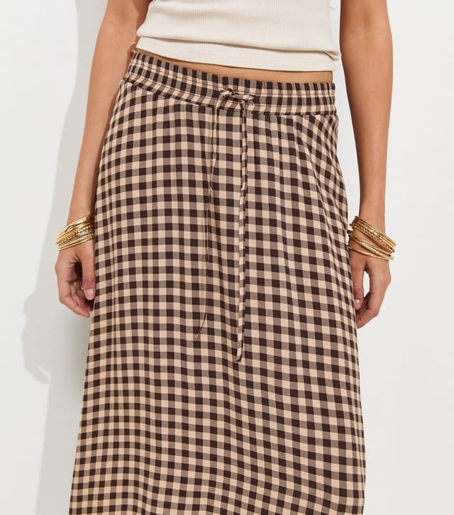 New Look Women's Brown Gingham Print Circle Maxi Skirt New Look - 3