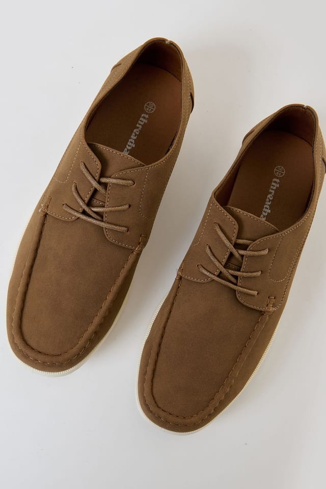 Threadbare Threadbare Men's Faux Suede Boat Shoes in Taupe - 3