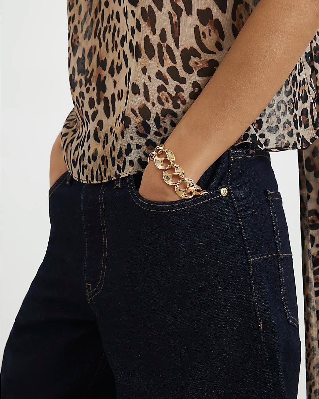 River Island River Island Womens Gold Chain Link Bracelet