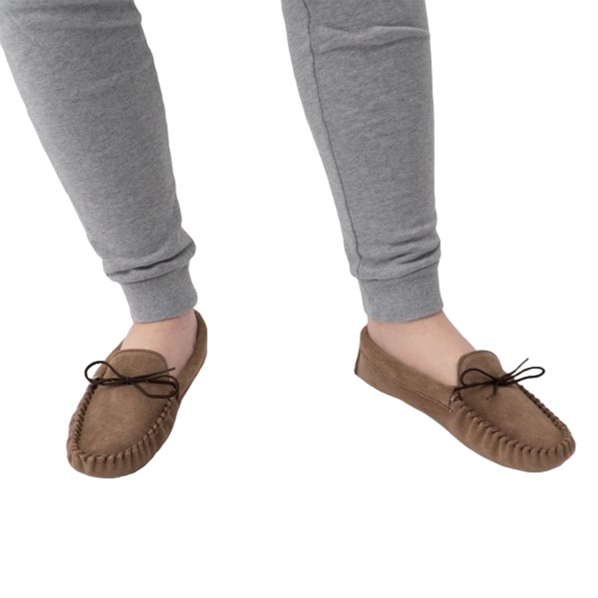 Mokkers Mokkers Men's Jake Real Suede Moccasin Slippers in Taupe - 3