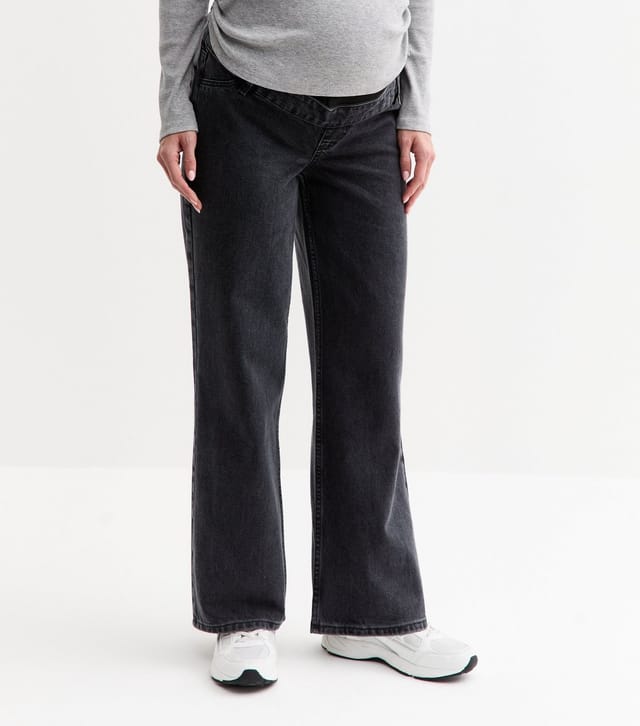 New Look Women's Maternity Black Over Bump Adalae Wide Leg Jeans New Look - 2