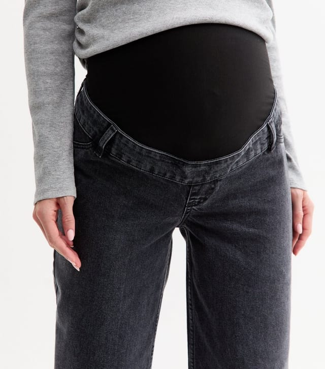 New Look Women's Maternity Black Over Bump Adalae Wide Leg Jeans New Look - 3