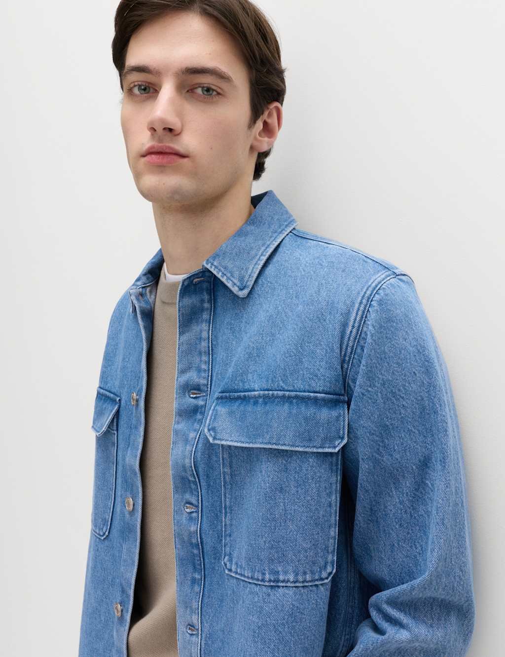 Marks & Spencer M&S Regular Fit Pure Cotton Denim Overshirt Blue - 2