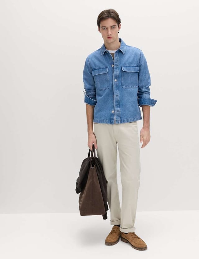 Marks & Spencer M&S Regular Fit Pure Cotton Denim Overshirt Blue - 3