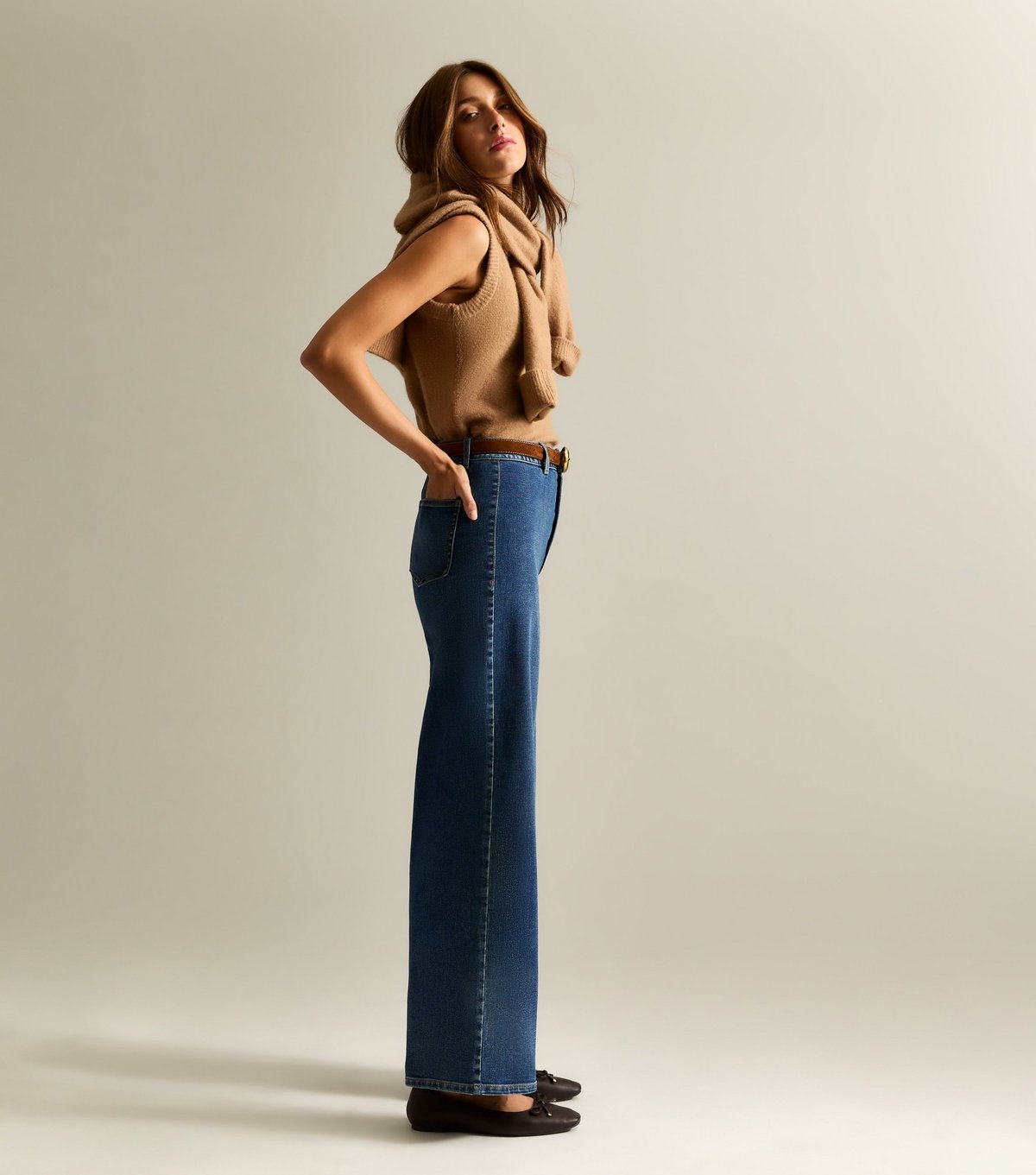 New Look Women's Blue High Waist Stretch Denim Wide Leg Jeans New Look - 2