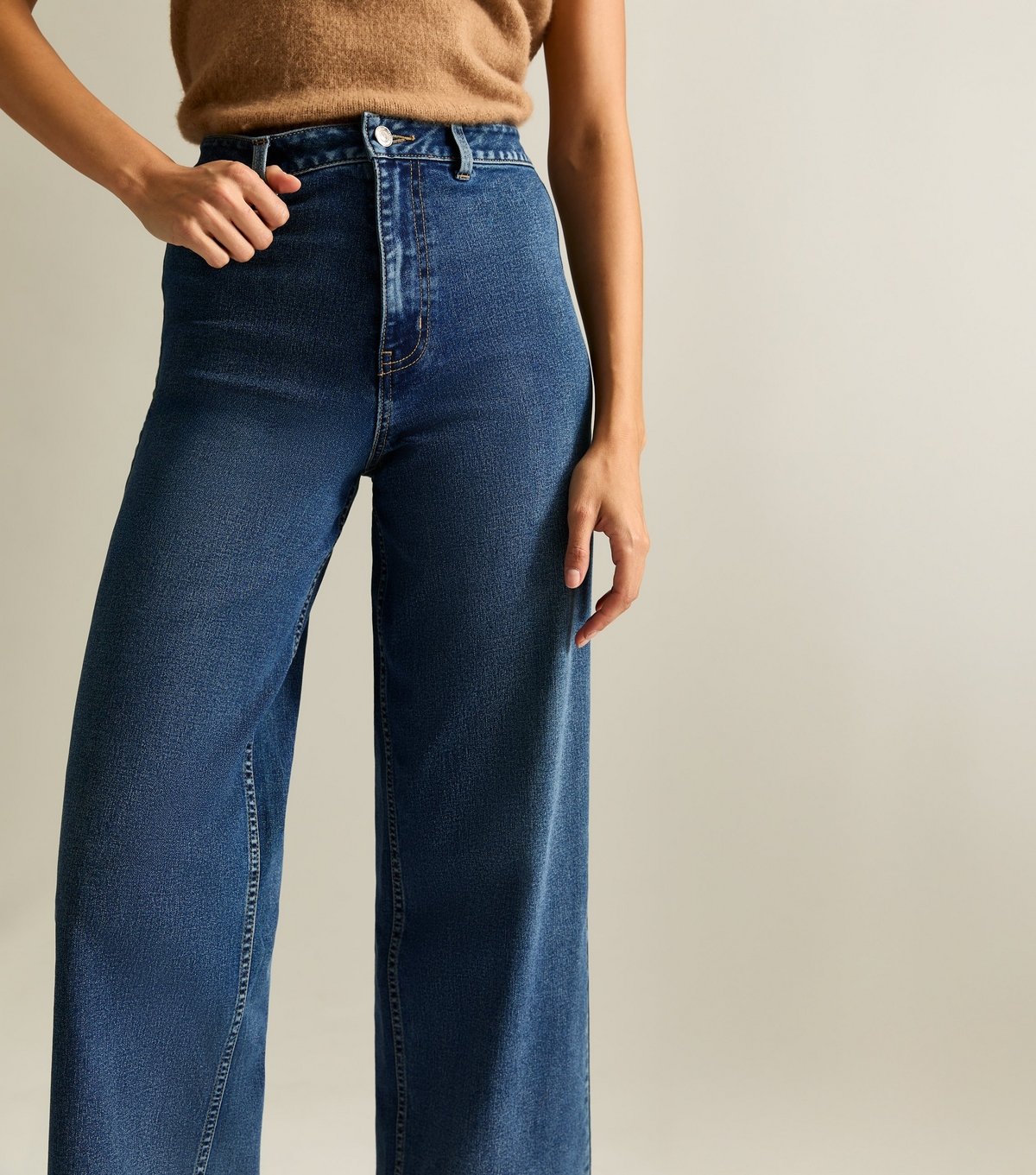 New Look Women's Blue High Waist Stretch Denim Wide Leg Jeans New Look - 3