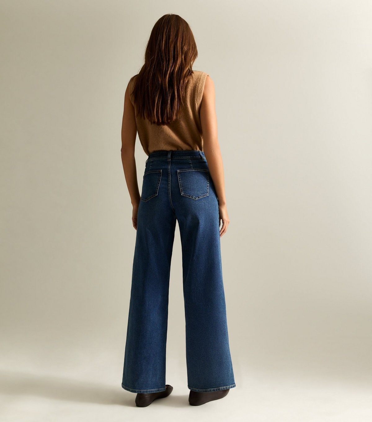 New Look Women's Blue High Waist Stretch Denim Wide Leg Jeans New Look - 4