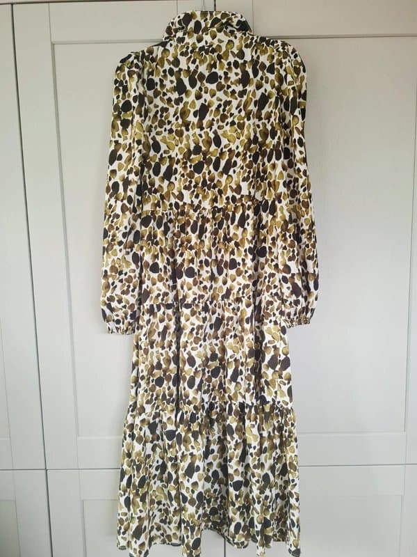 Never Fully Dressed Never fully dressed long Tiered maxi dress green leopard print