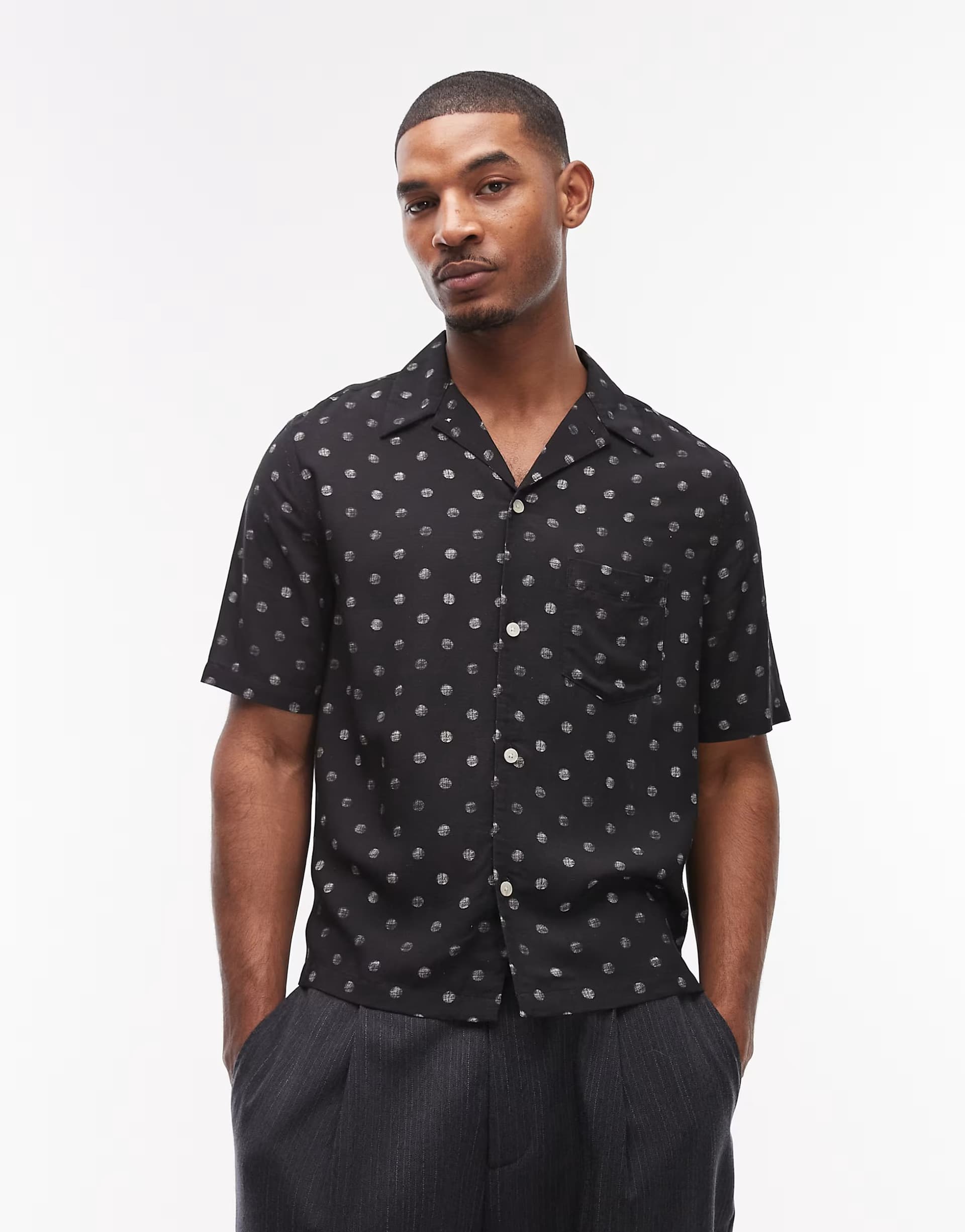 ASOS AllSaints Upton short sleeve shirt in black print