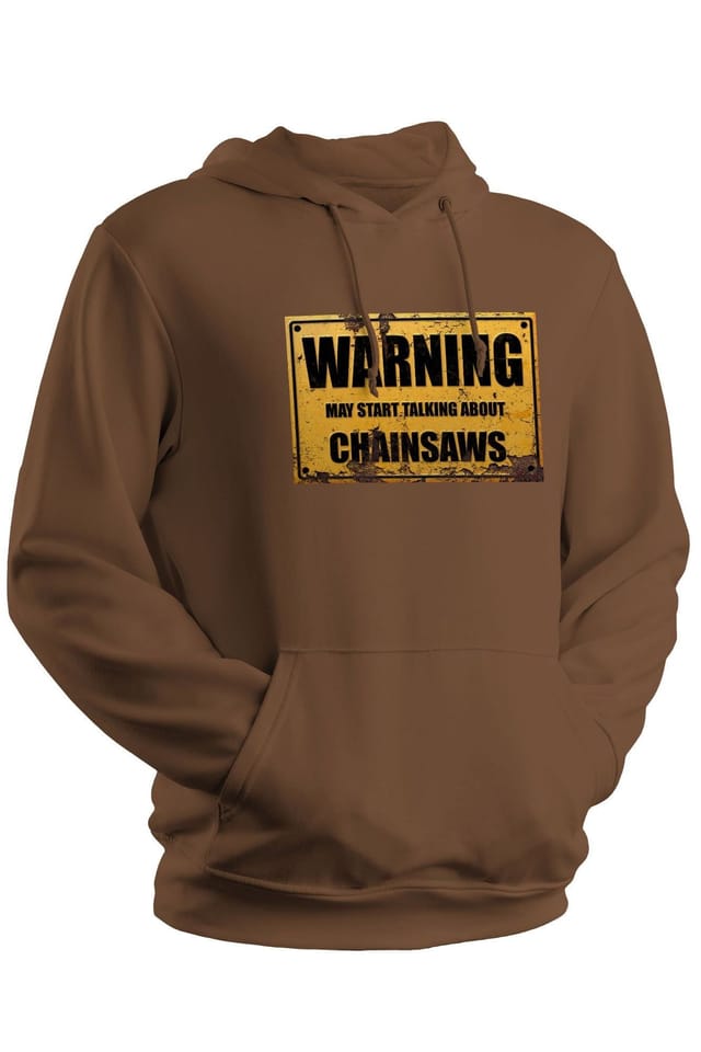 Bad Zebedee Bad Zebedee Men's Warning May Start Talking About Chainsaws Hoodie in Brown - 2