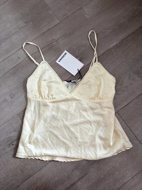 Bershka Yellow Satin Cami Top