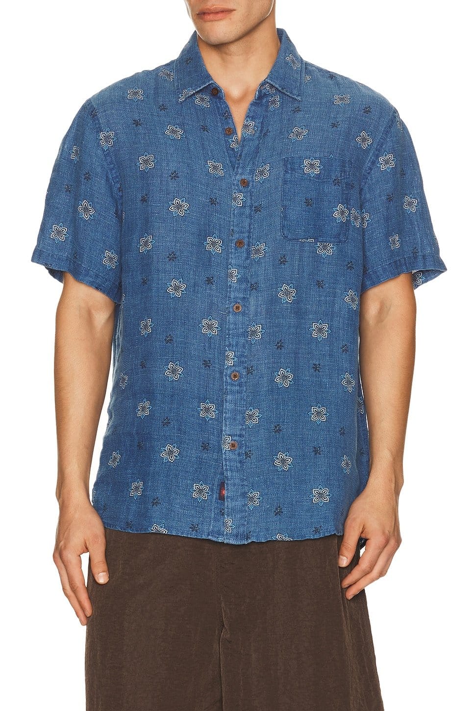 Revolve Blue Floral Linen Shirt