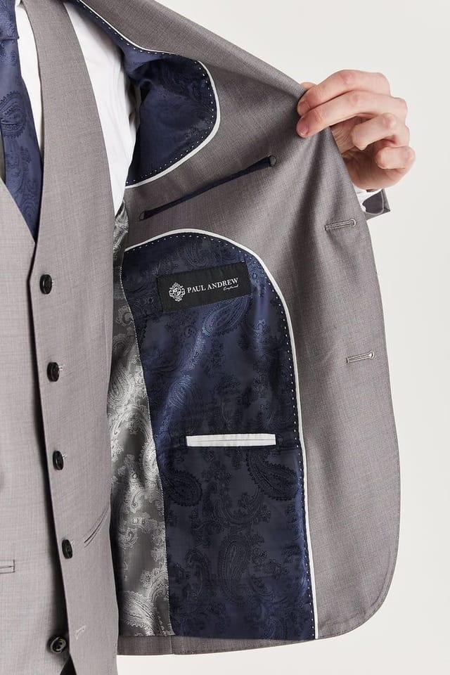 Paul Andrew Paul Andrew Men's Edward Blazer Tailored Fit Summer Suit Jacket in Grey - 3