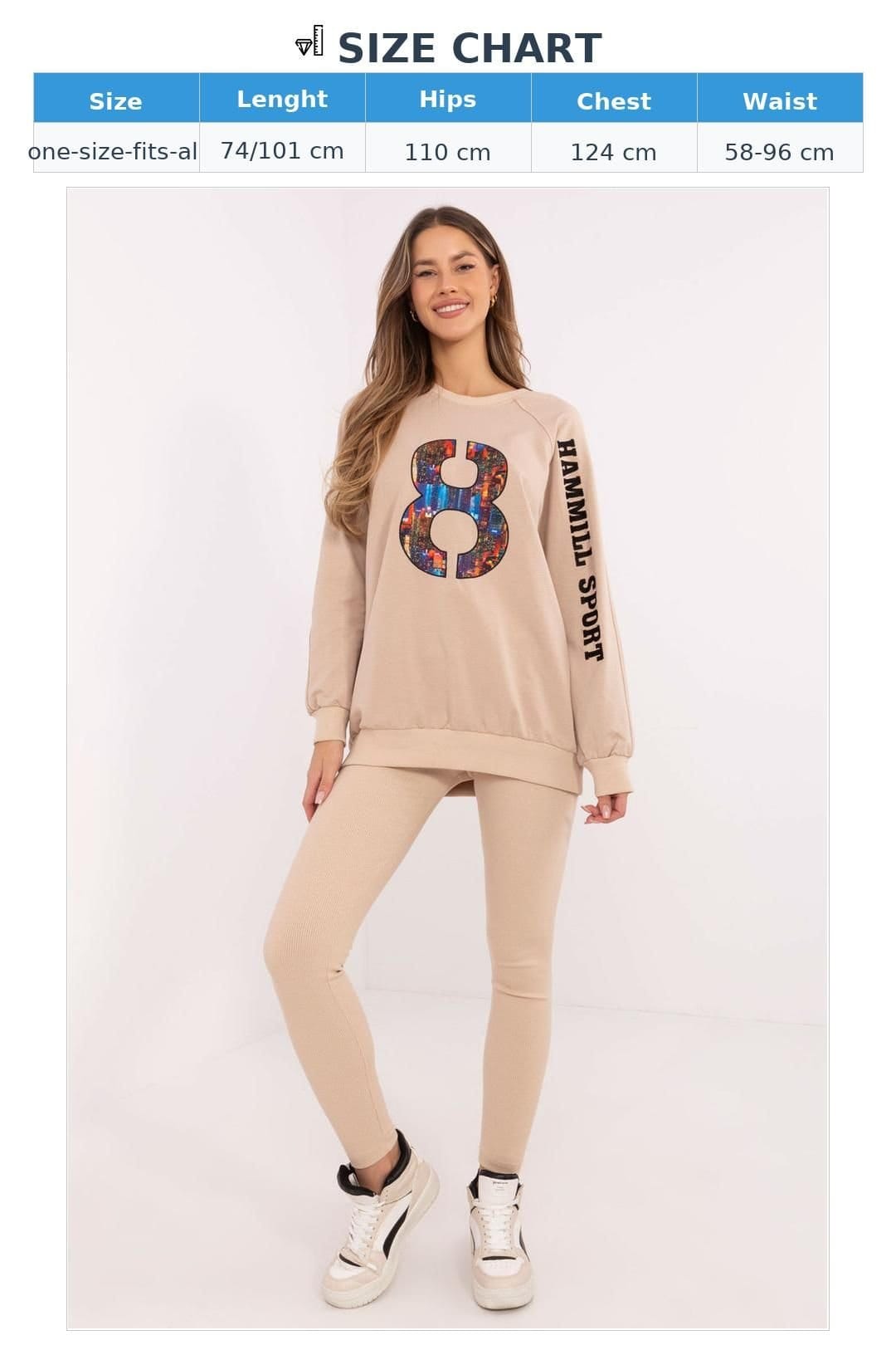 Love Lace Love Lace Women's Cotton Blend Sweatshirt & Leggings Set Style 206103 in Beige - 4