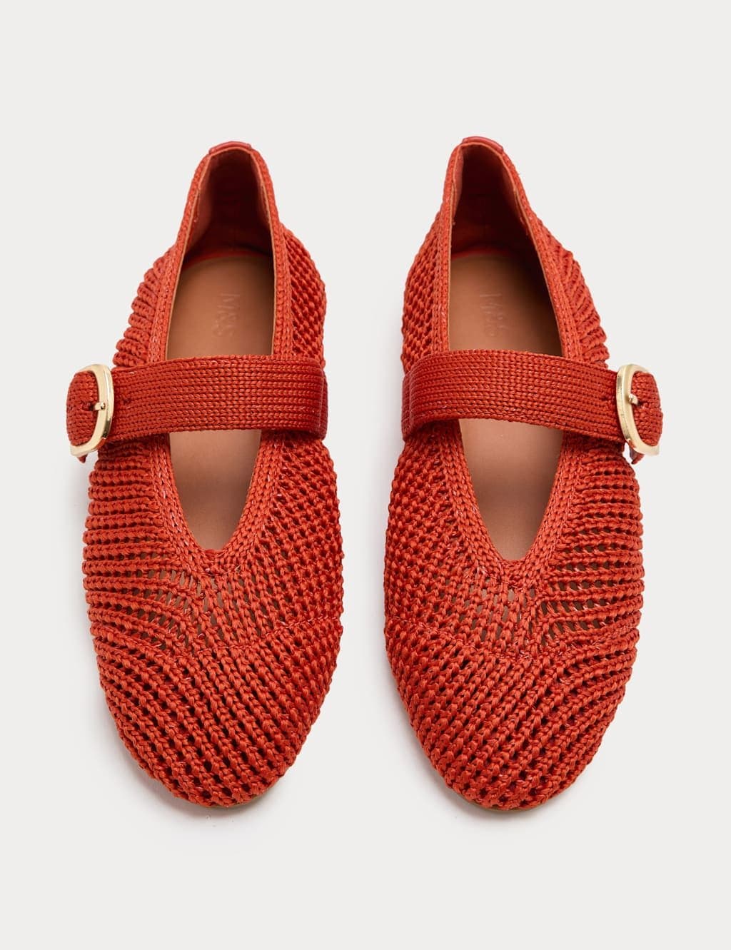 Marks & Spencer M&S Buckle Flat Mary Jane Ballet Pumps Orange