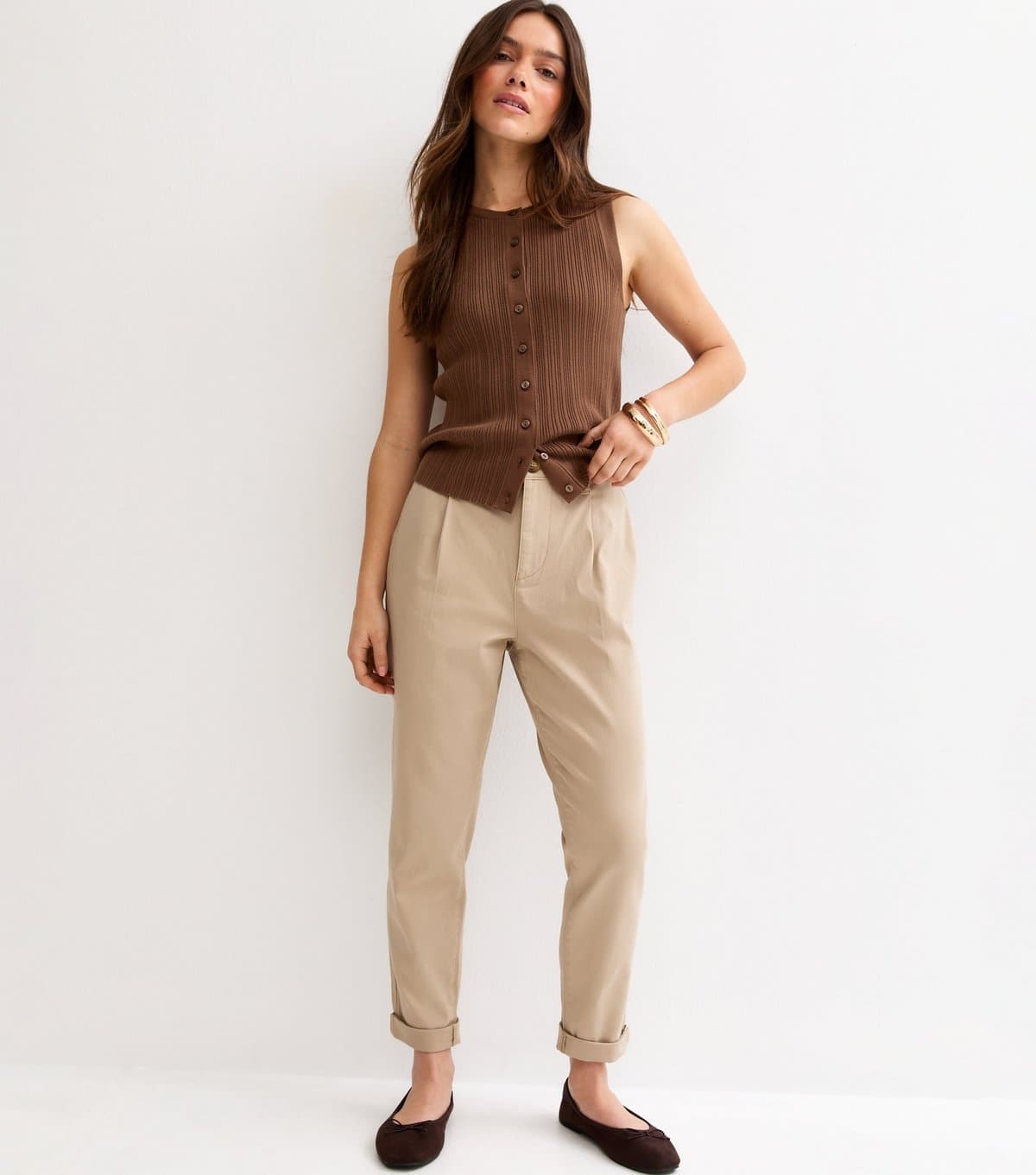 New Look Women's Petite Stone Chino Trousers New Look