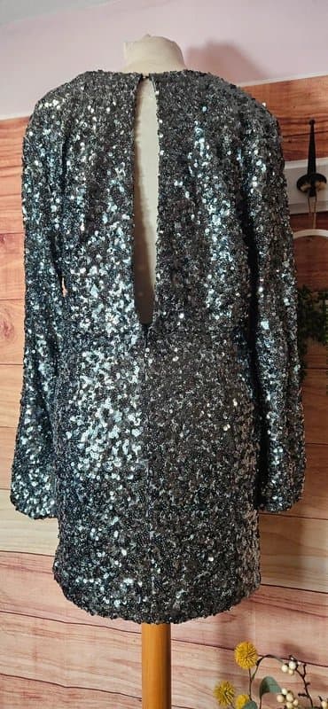 opt Gorgeous silver sparkly sequin party disco dress small
