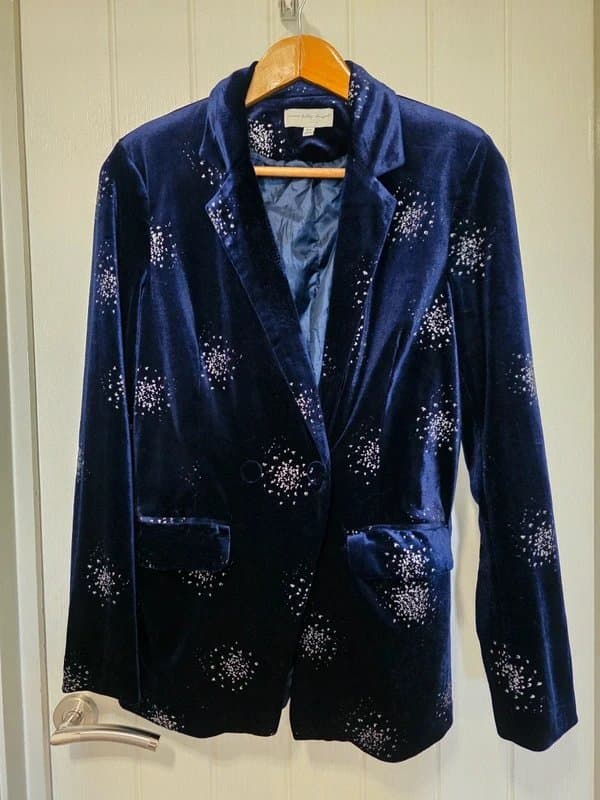 Never Fully Dressed Never Fully Dressed blue velvet suit size 10
